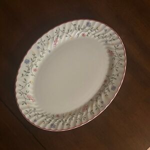 Oval Floral Serving Platter in Pink and Green